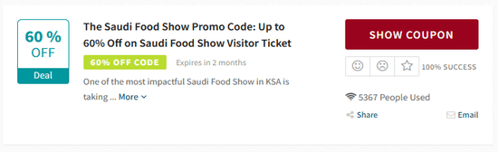 Promo The Saudi Food Show Code